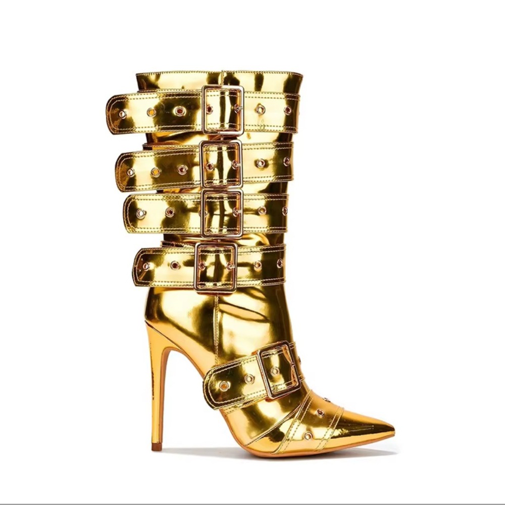 Gold booties never worn size 8.5